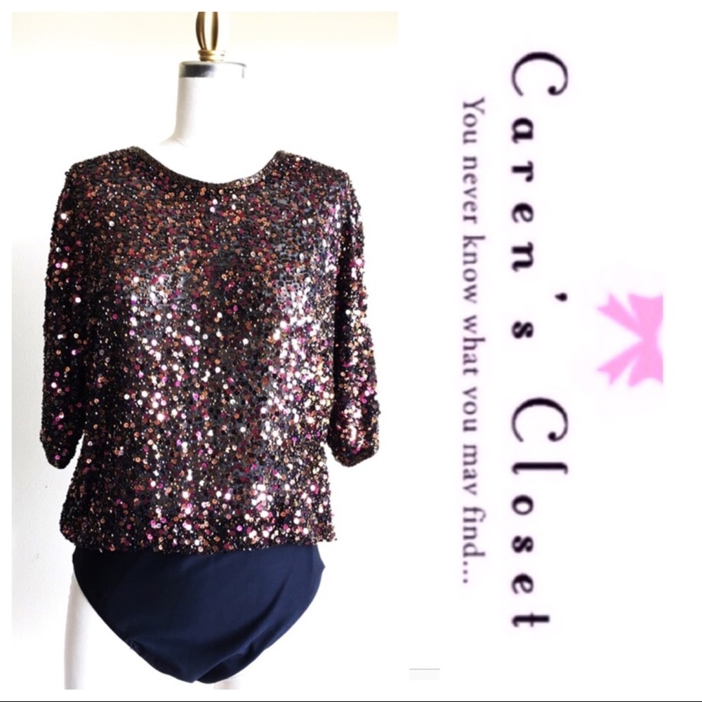 Flash Sale! Vintage Oleg Cassini sequin body suit.